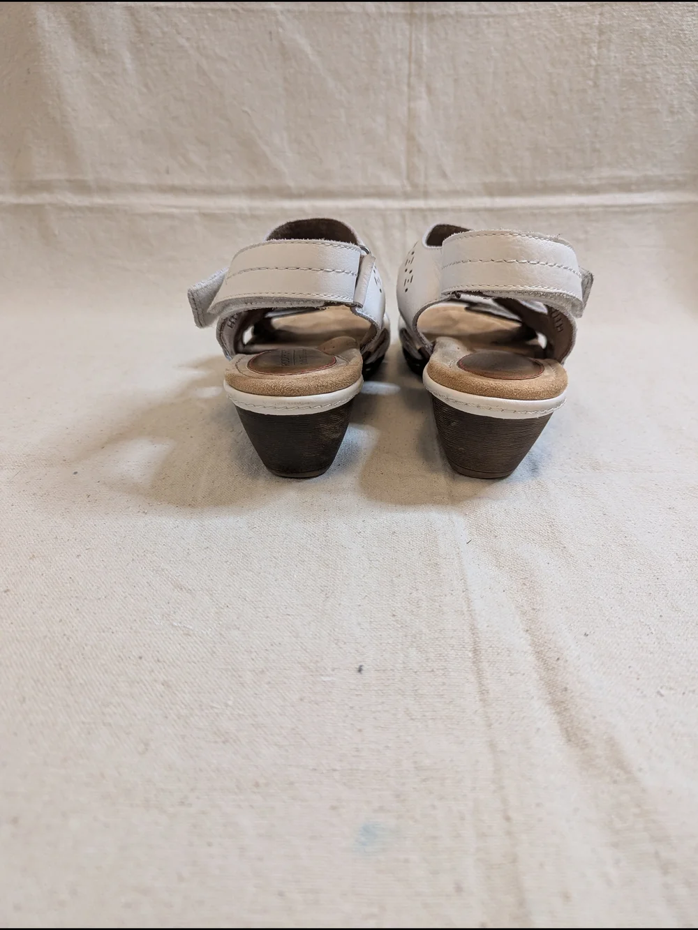 Cobb Hill White Laser-Cut Leather Sandals